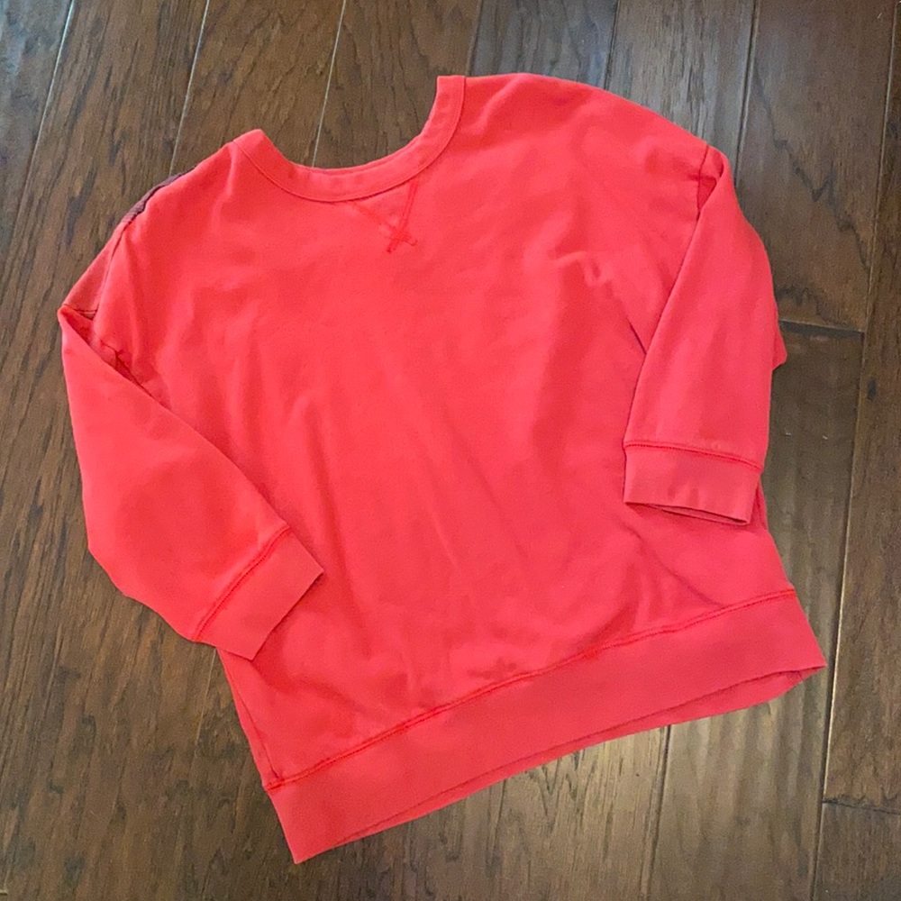 Gap red sweatshirt with plaid detail